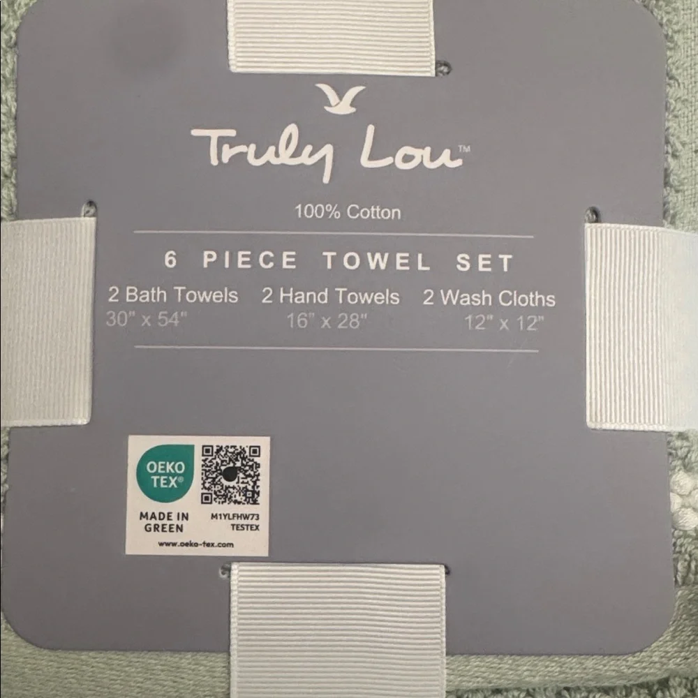 TRULY LOU 100% Cotton 6pc Bath Towel Set - Bokchoy -Green